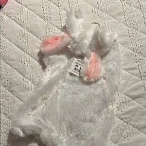 White and Pink Furry Bunny Dog Costume